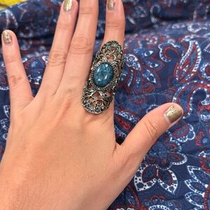 Elegant Blue Stone Filigree Ring